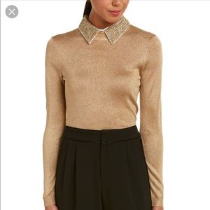 Alice and Olivia gold Sweater removable collar S